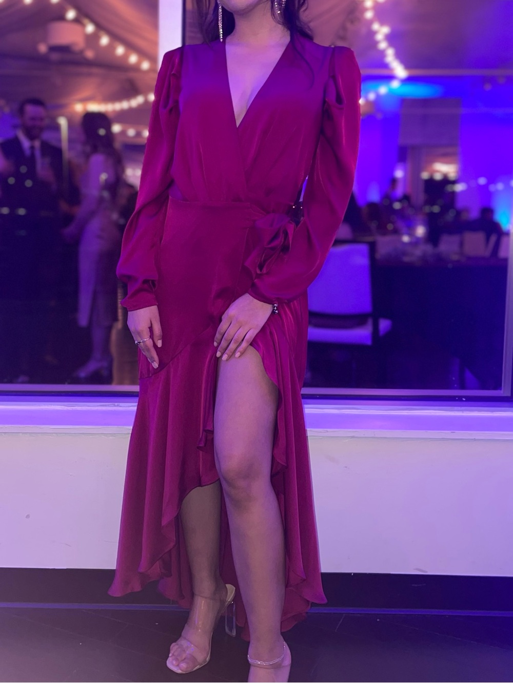 Express Deep Fuchsia High-Low Wrap Dress